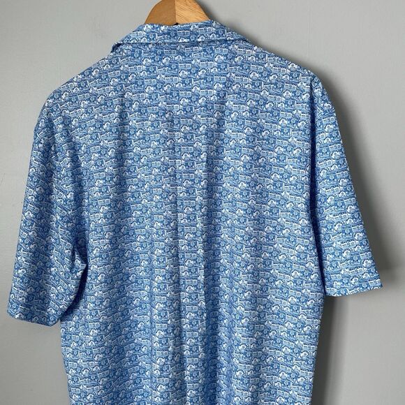 Masters Golf Badge Logo Print Tech Polo Shirt Blue Augusta National Men's Large - Picture 6 of 9